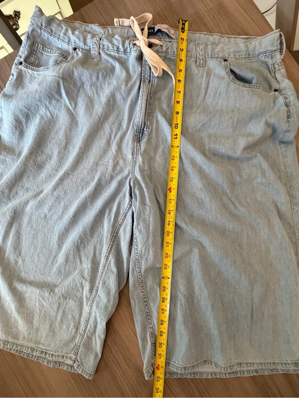 Old Navy Light Blue Denim Drawstring Bermudas